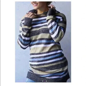 🆕Evelyn Taylor Multicolor Stripe Hooded Long Sweater M🆕